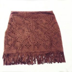 Shyanne Camel Fringe Skirt